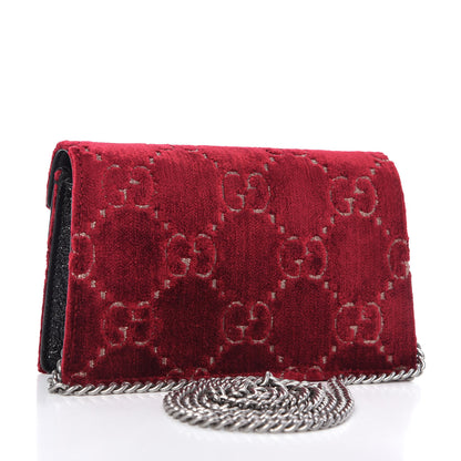 Gucci Velvet GG Monogram Super Mini Dionysus Shoulder Bag Red Cipria Black 3 of 10