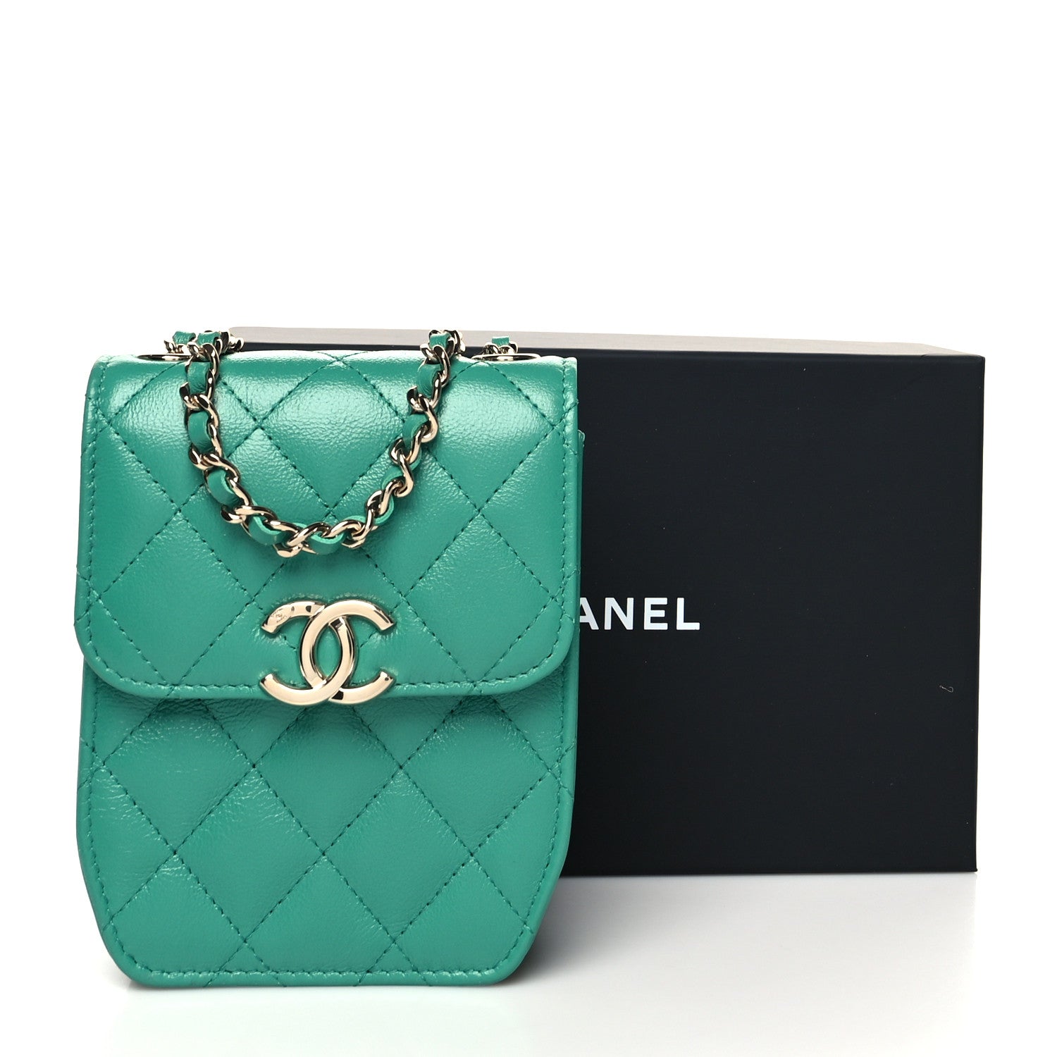 Chanel Calfskin Quilted Clutch With Chain Green 11 of 11