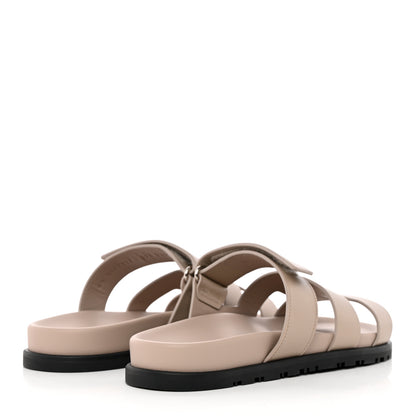 Hermes Calfskin Womens Chypre Sandals 37.5 Beige Mastic 4 of 15