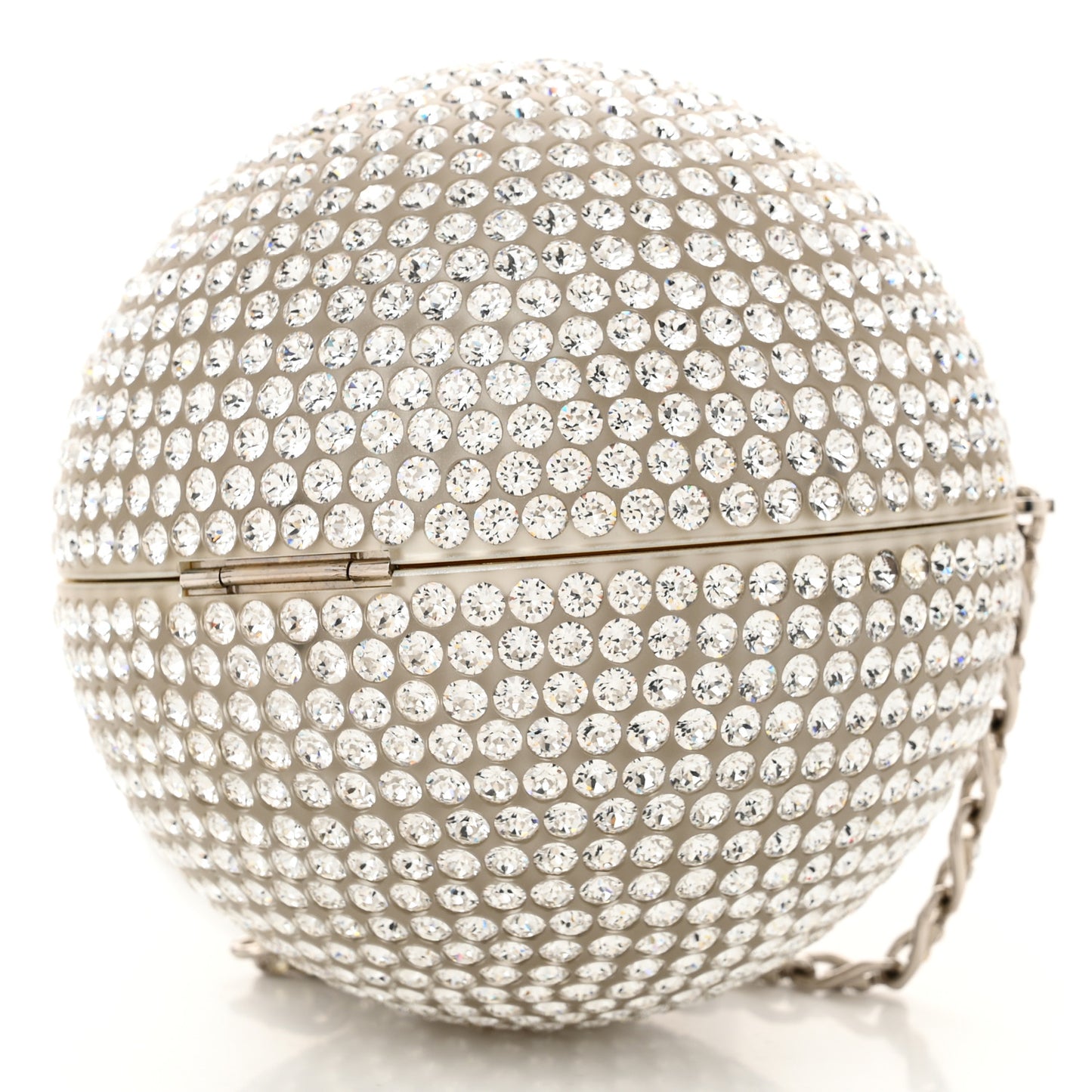 Plexiglass Strass CC Round Minaudiere Clutch Silver