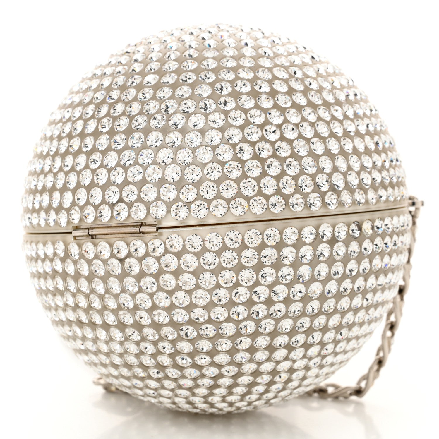 Chanel Plexiglass Strass CC Round Minaudiere Clutch Silver 9 of 10
