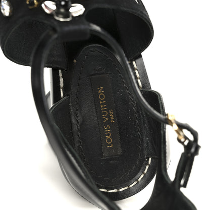 Louis Vuitton Calfskin Suede Frontpier Ankle Strap Sandals 37 Black 7 of 8