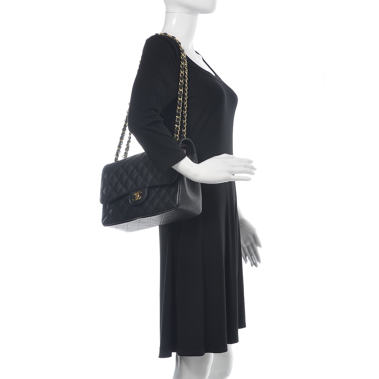 Chanel Caviar Quilted Jumbo Double Flap Black 2 of 10