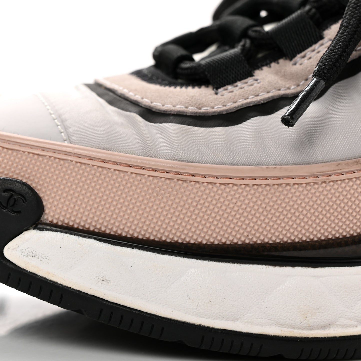 Suede Calfskin Mixed Fibers CC Sneakers 39 Pink Grey