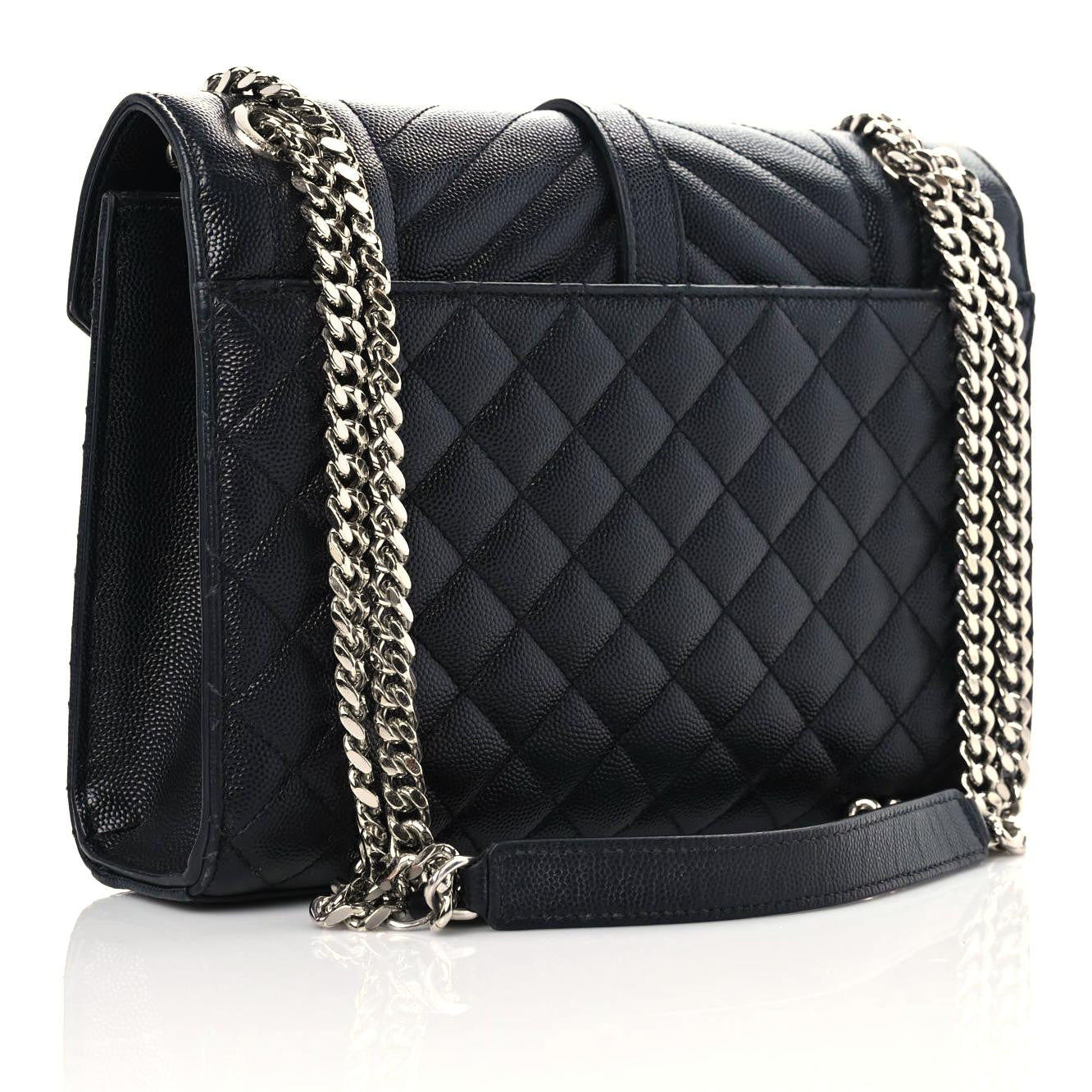 Saint Laurent Grain De Poudre Textured Mixed Matelasse Triquilt Medium Monogram Satchel Black 3 of 19