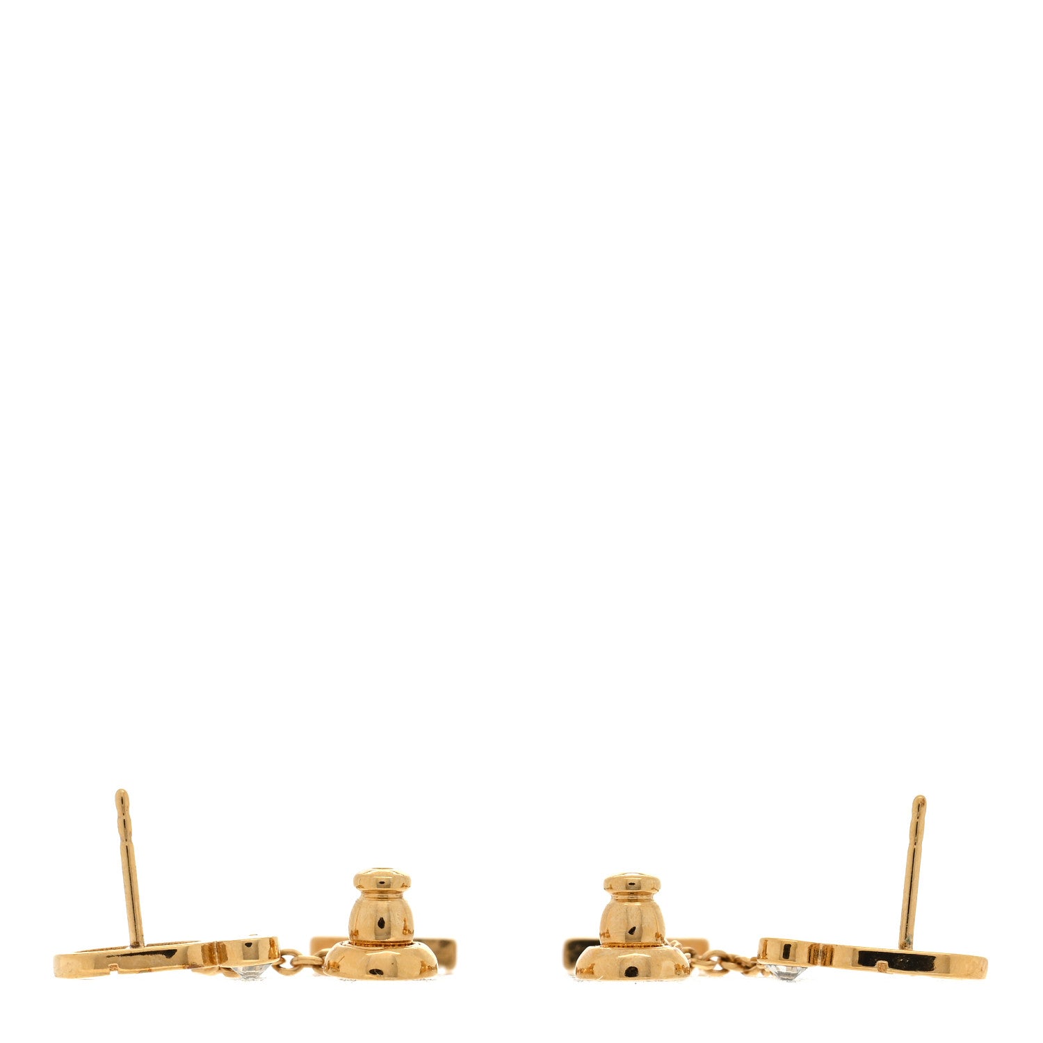Christian Dior CHRISTIAN DIOR Crystal Petit CD Star Chain Earrings Gold 3 of 4