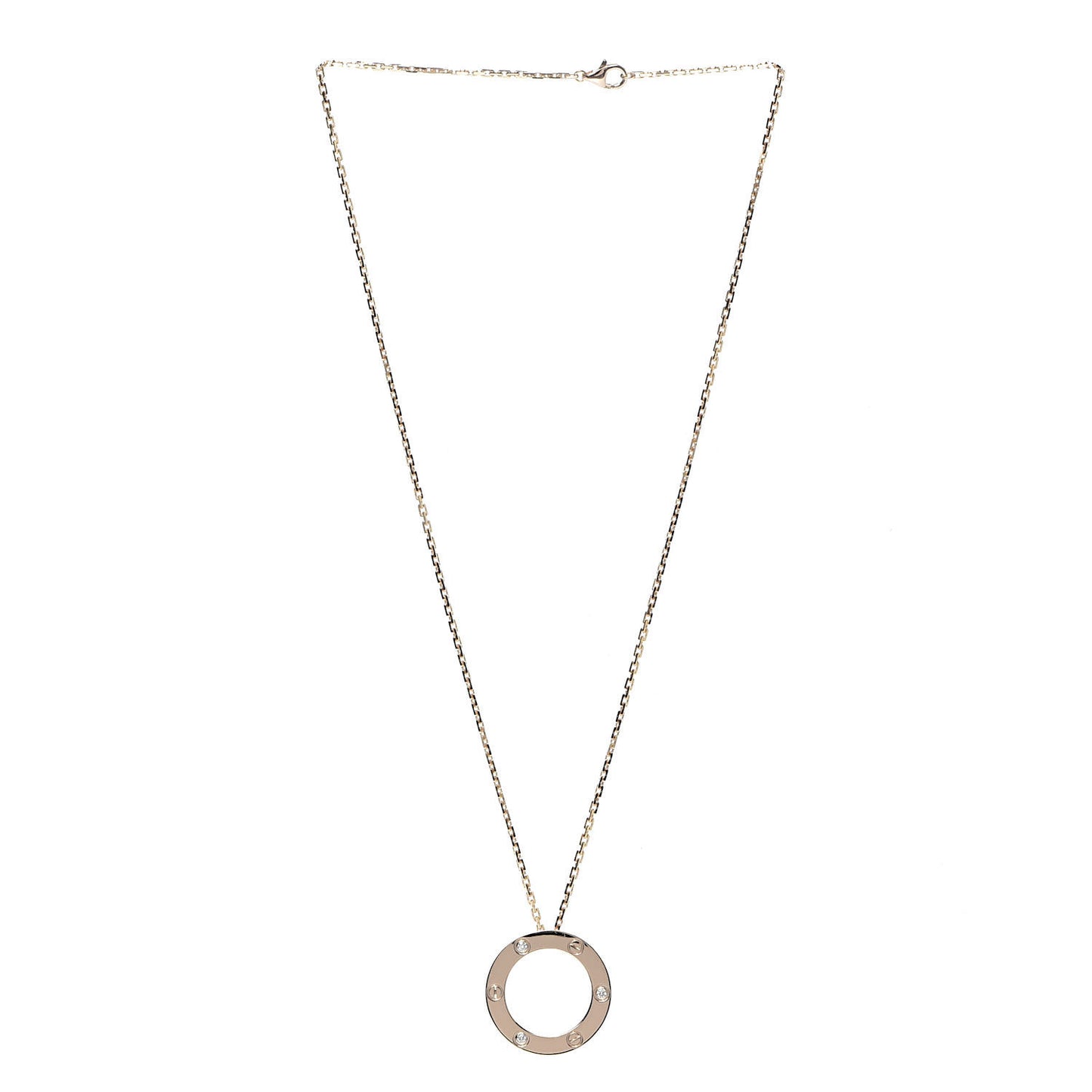 18K Pink Gold 3 Diamonds LOVE Pendant Necklace