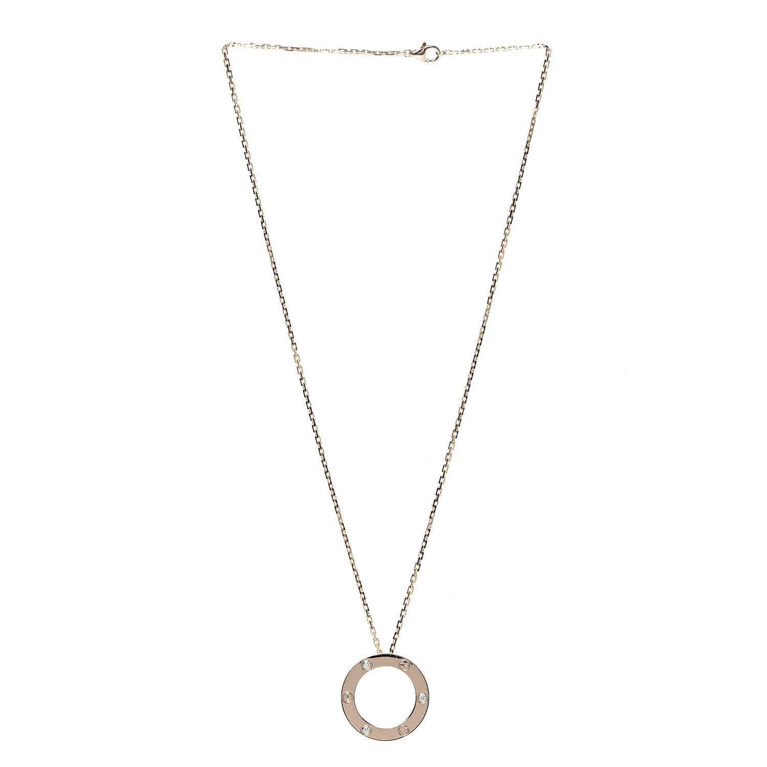 Cartier 18K Pink Gold 3 Diamonds LOVE Pendant Necklace 3 of 8