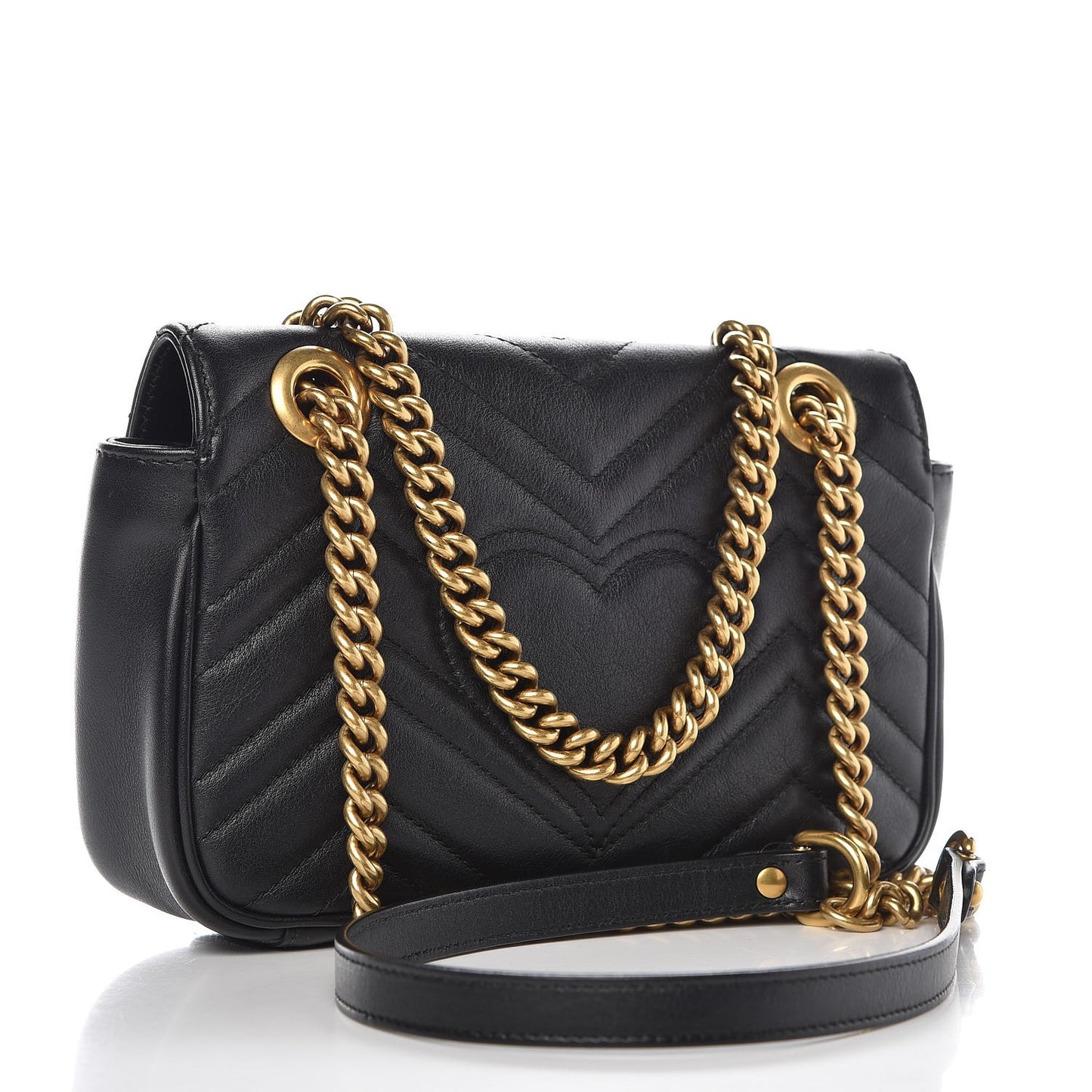 Calfskin Matelasse Mini GG Marmont Shoulder Bag Black