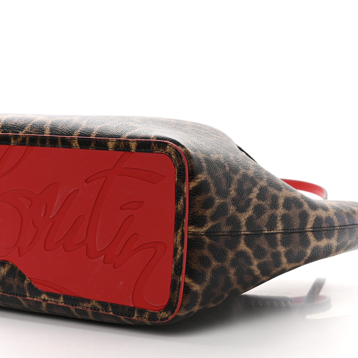 Christian Louboutin Calfskin Empire Leopard Print Spiked Large Cabarock Shopper Tote Brown 9 of 10