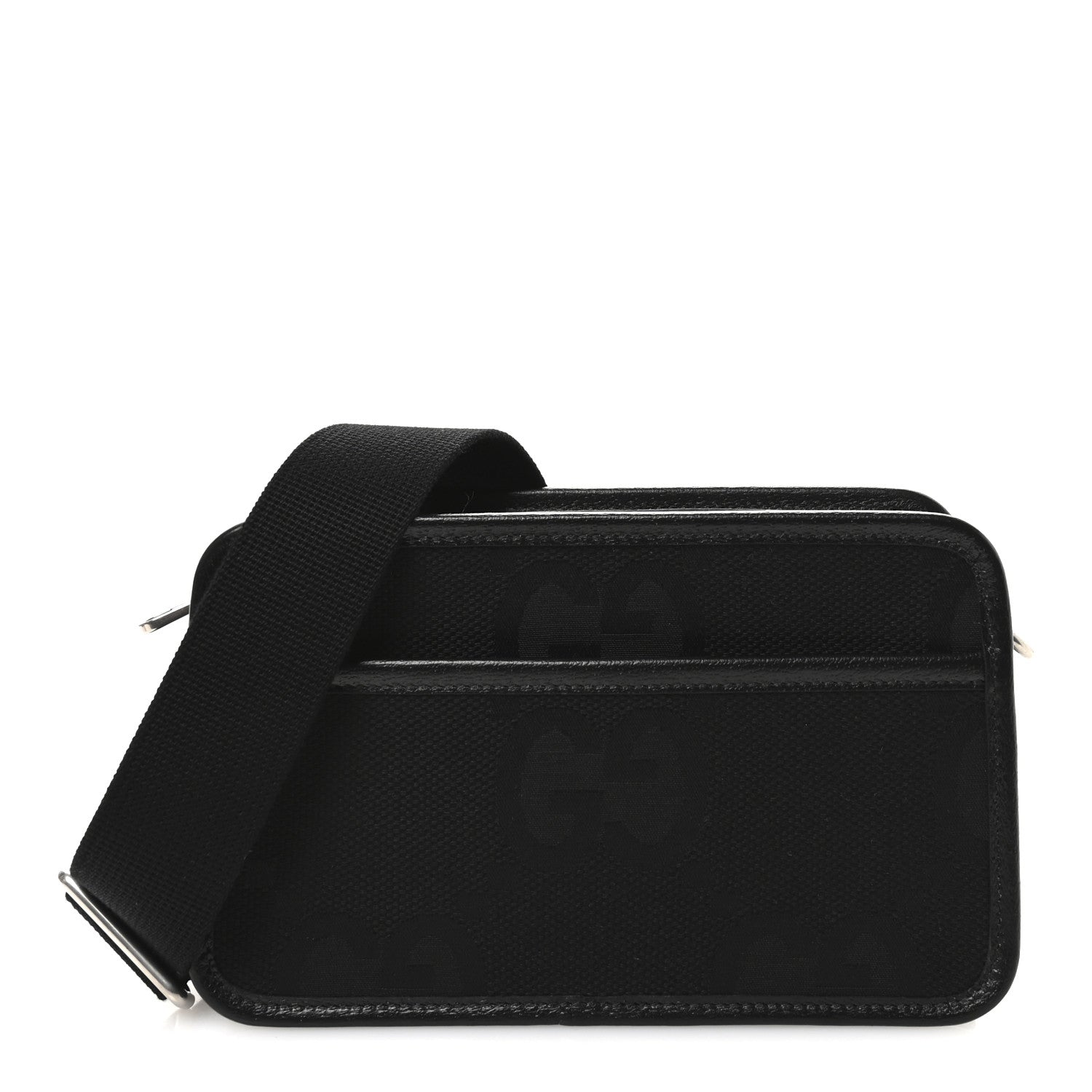 Gucci Monogram Jumbo GG Textured Dollar Calfskin Web Mini Crossbody Bag Black 1 of 11