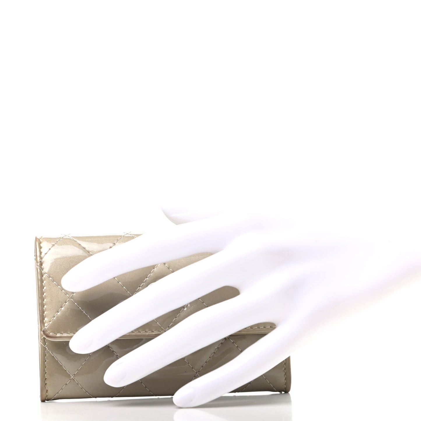 Patent Quilted Card Holder Light Gold
