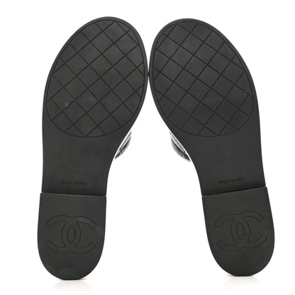 Chanel Lambskin Quilted CC Slip On Platform Sandals 40 Black 5 of 10