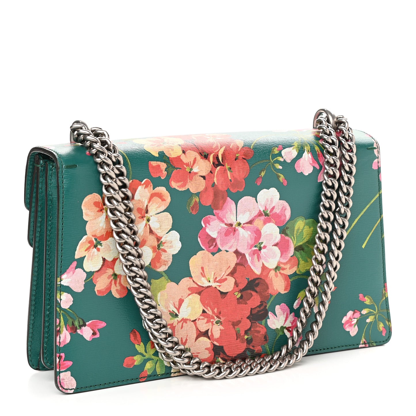Calfskin Blooms Print Small Dionysus Shoulder Bag Bright Emerald Multicolor