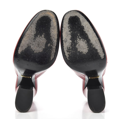 Gucci Malaga Kid Horsebit Princetown High Heel Mules 37.5 Hibiscus Red 5 of 10