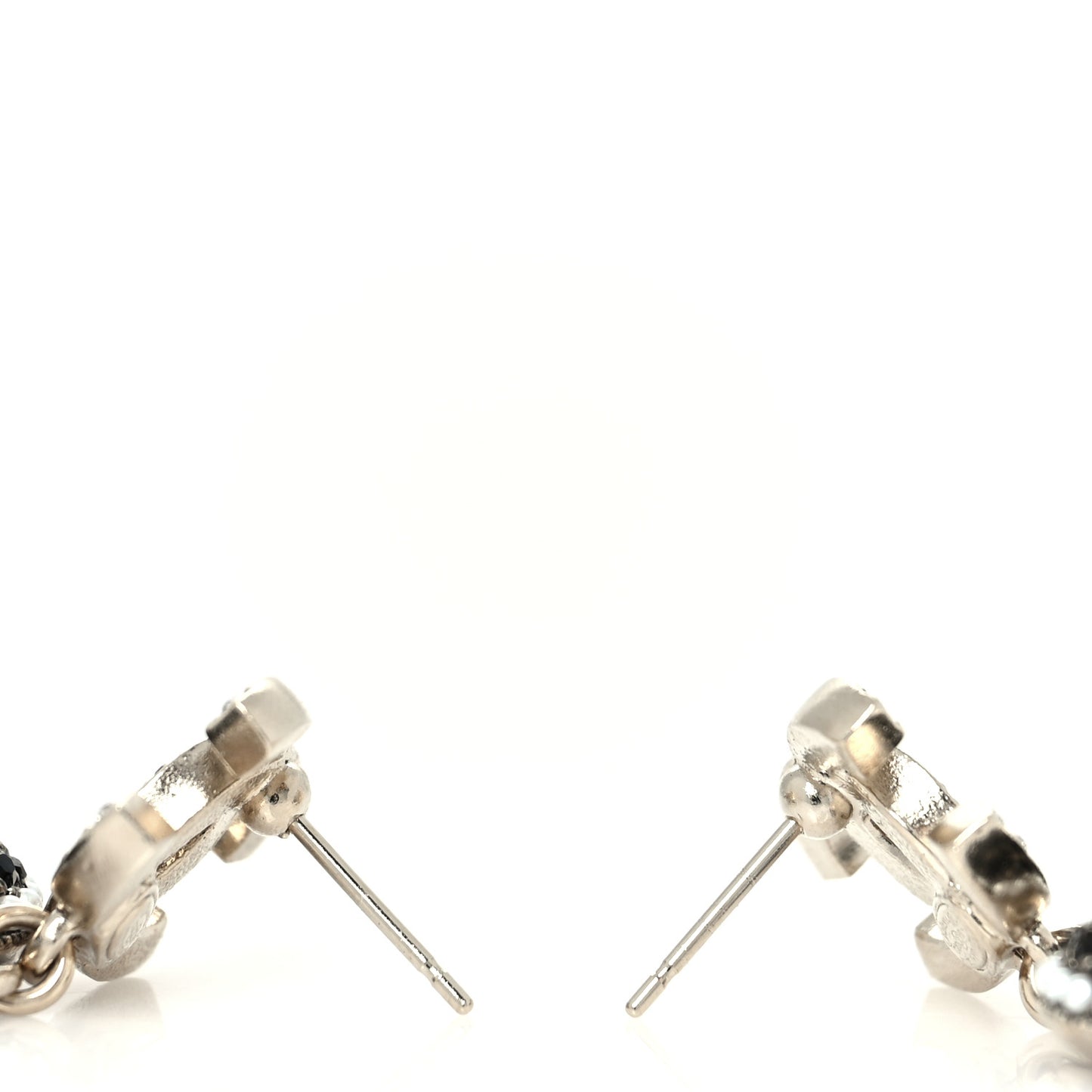 Pearl Crystal CC Heart Drop Earrings Gold Black White