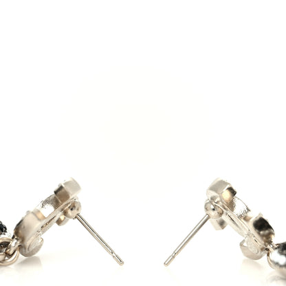 Chanel Pearl Crystal CC Heart Drop Earrings Gold Black White 3 of 4