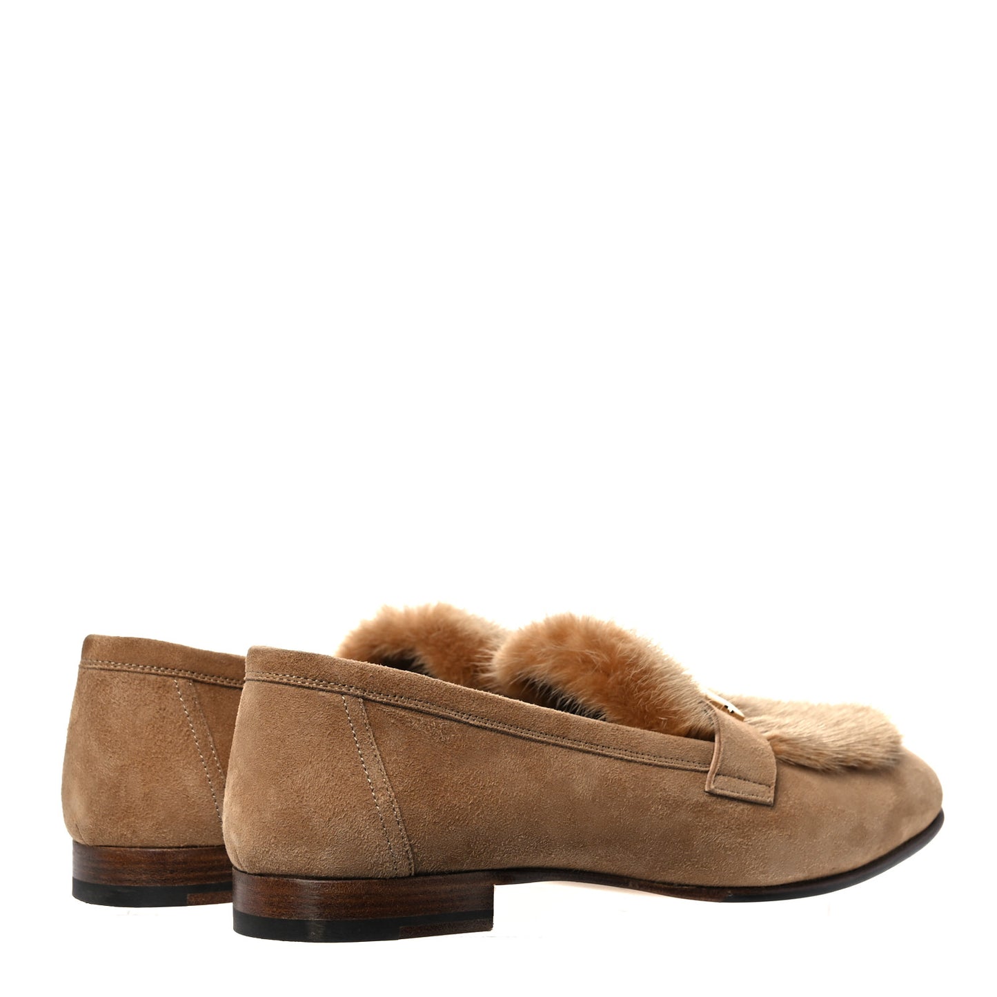 Mink Fur Suede Goatskin Paris Loafers 40 Marron Havane