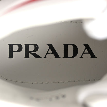 Prada Re-Nylon Gabardine Metal Triangle Logo Wheel Pouch Pocket High Top Sneakers 37 White Red 7 of 9