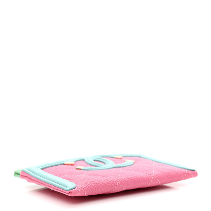 Chanel Caviar Quilted CC Filigree Card Holder Pink Blue Green 4 of 9