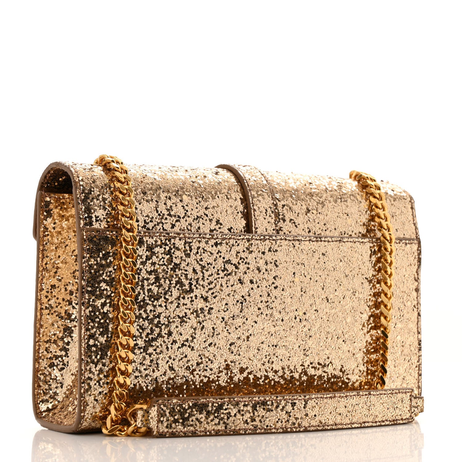 Saint Laurent Glitter Monogram Galactica Satchel Gold 3 of 12
