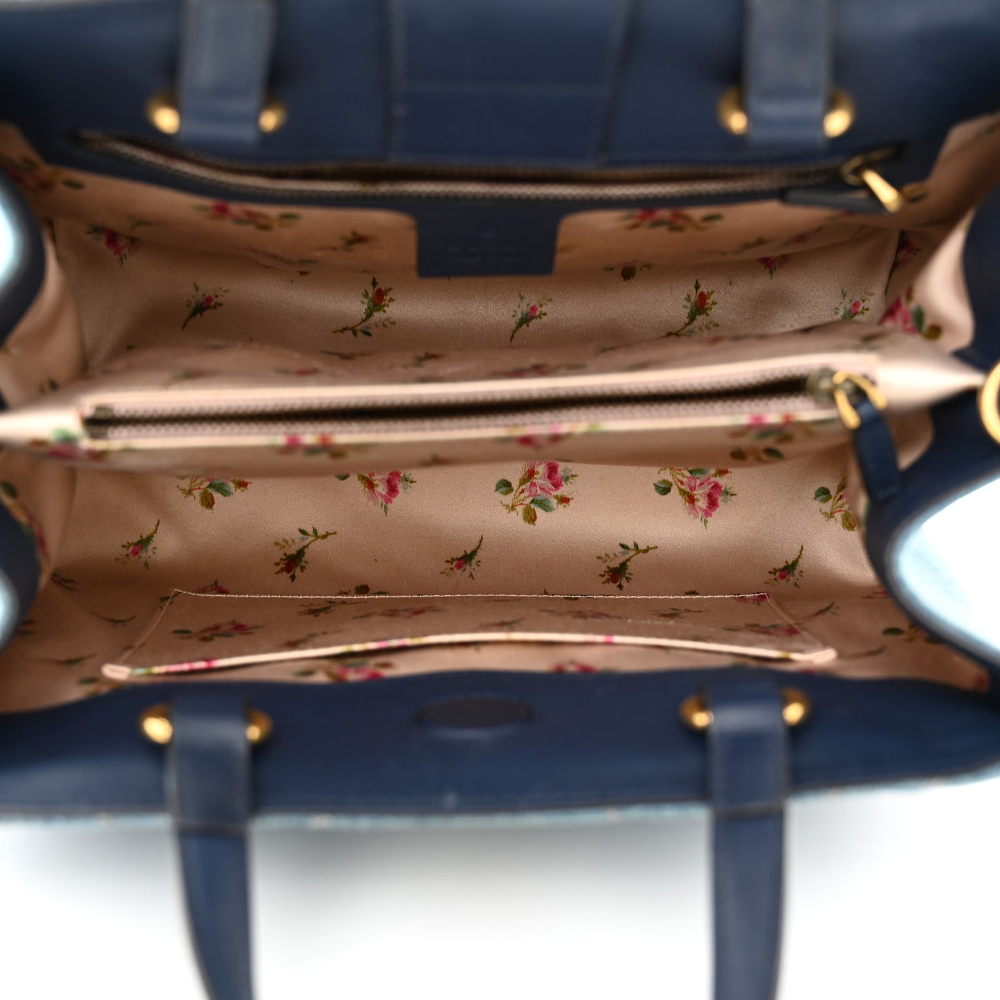 Denim Matelasse Small Pearly GG Marmont Tote Blue