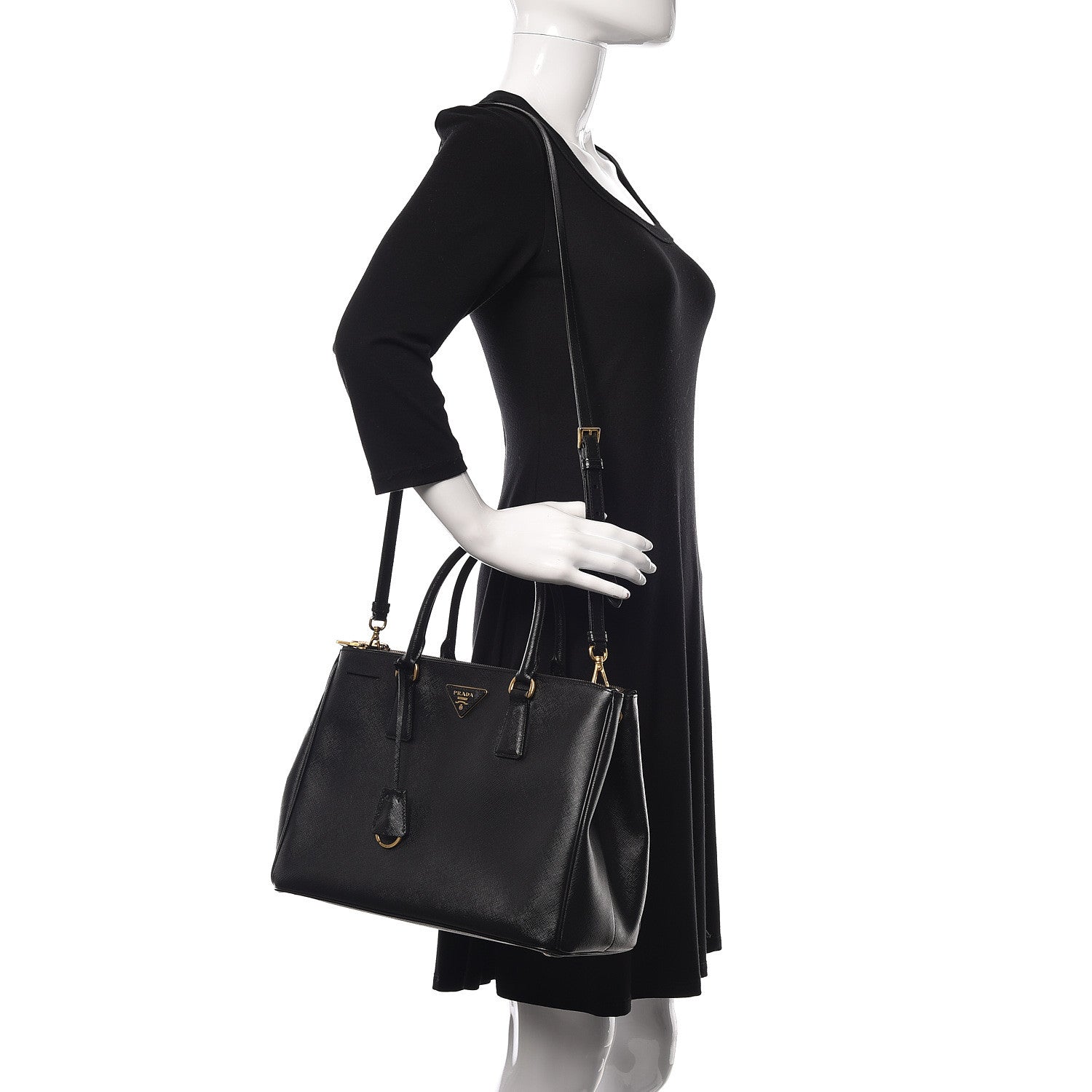 Prada Saffiano Medium Galleria Double Zip Tote Black 2 of 26