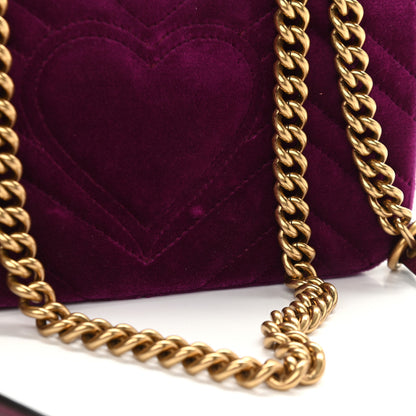 Gucci Velvet Matelasse Embroidered Mini GG Marmont Shoulder Bag Bordeaux 10 of 10