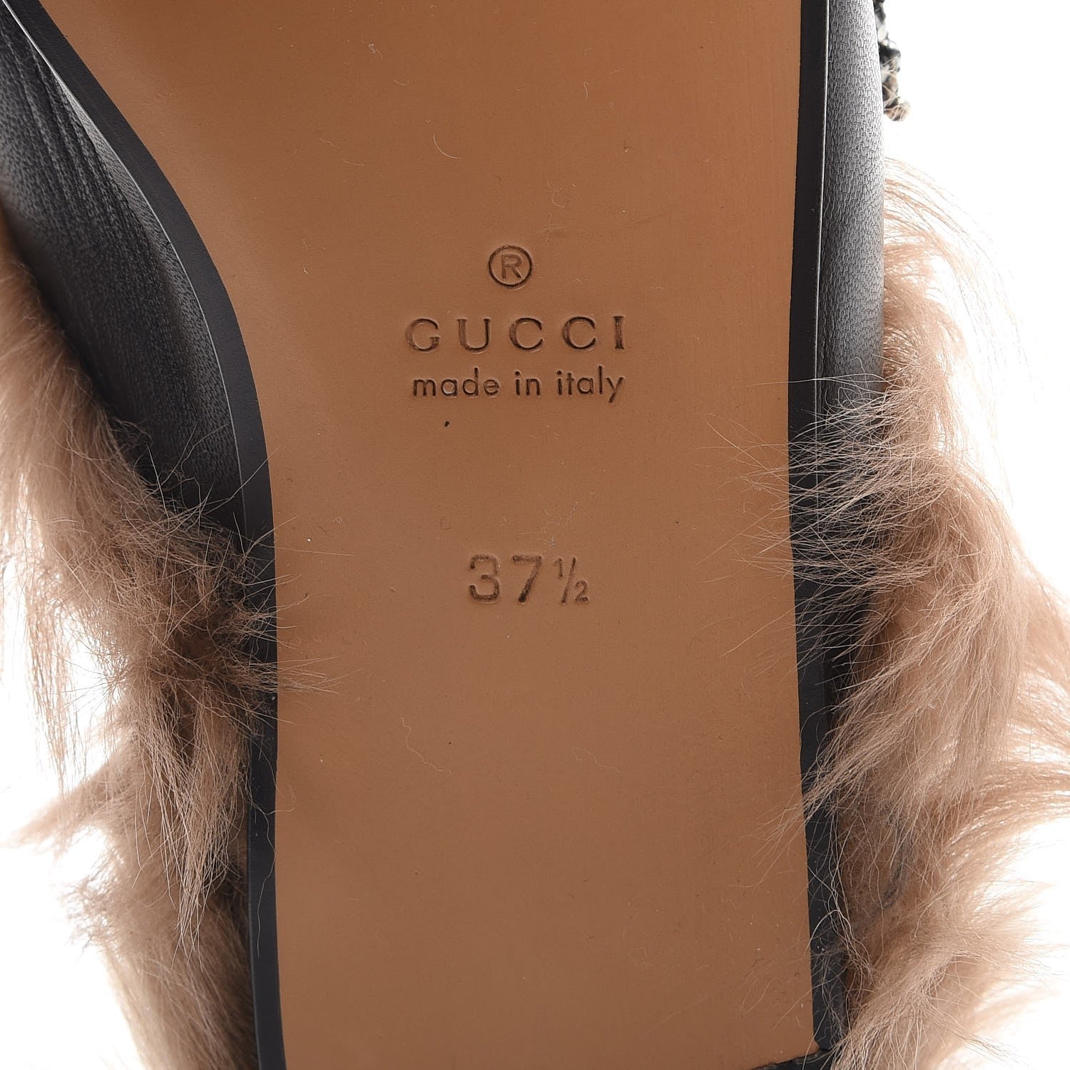 Gucci Malaga Kid Fur Crystal Bow Embroidered Womens Princetown Slippers 37.5 Black 7 of 7