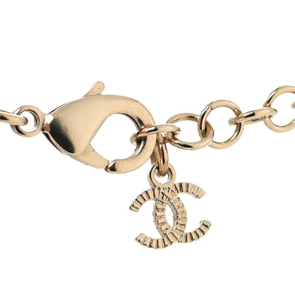 Chanel Metal Calfskin Crystal Double CC Short Necklace Black Gold 4 of 5