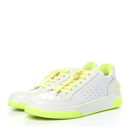 Chanel Calfskin Womens Logo Sneakers 40.5 White Yellow 3 of 8