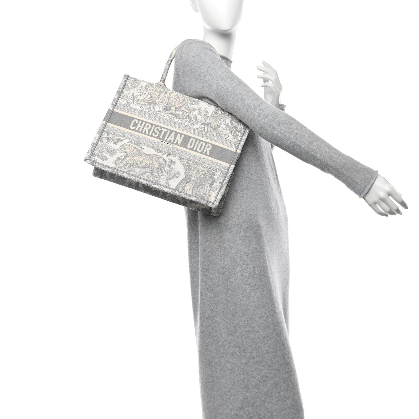 Canvas Embroidered Medium Dioriviera Toile De Jouy Book Tote Gray