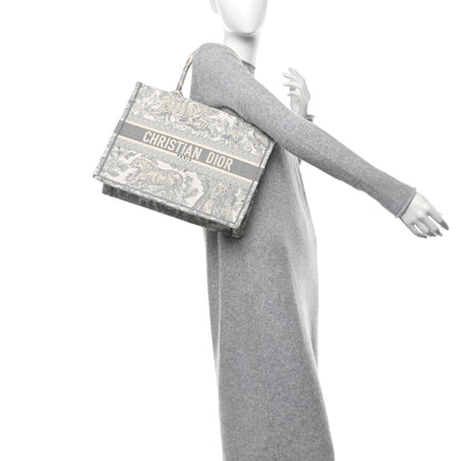 Christian Dior Canvas Embroidered Medium Dioriviera Toile De Jouy Book Tote Gray 2 of 10