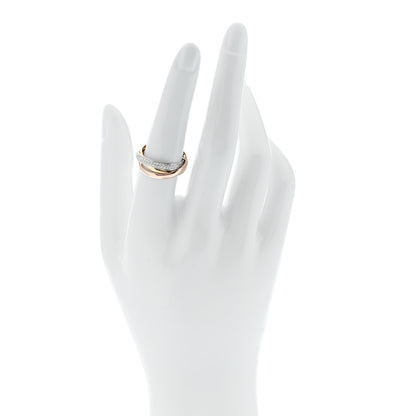 Cartier 18K White Yellow Pink Gold Diamond Small Trinity Paved Ring 53 6.25 2 of 4