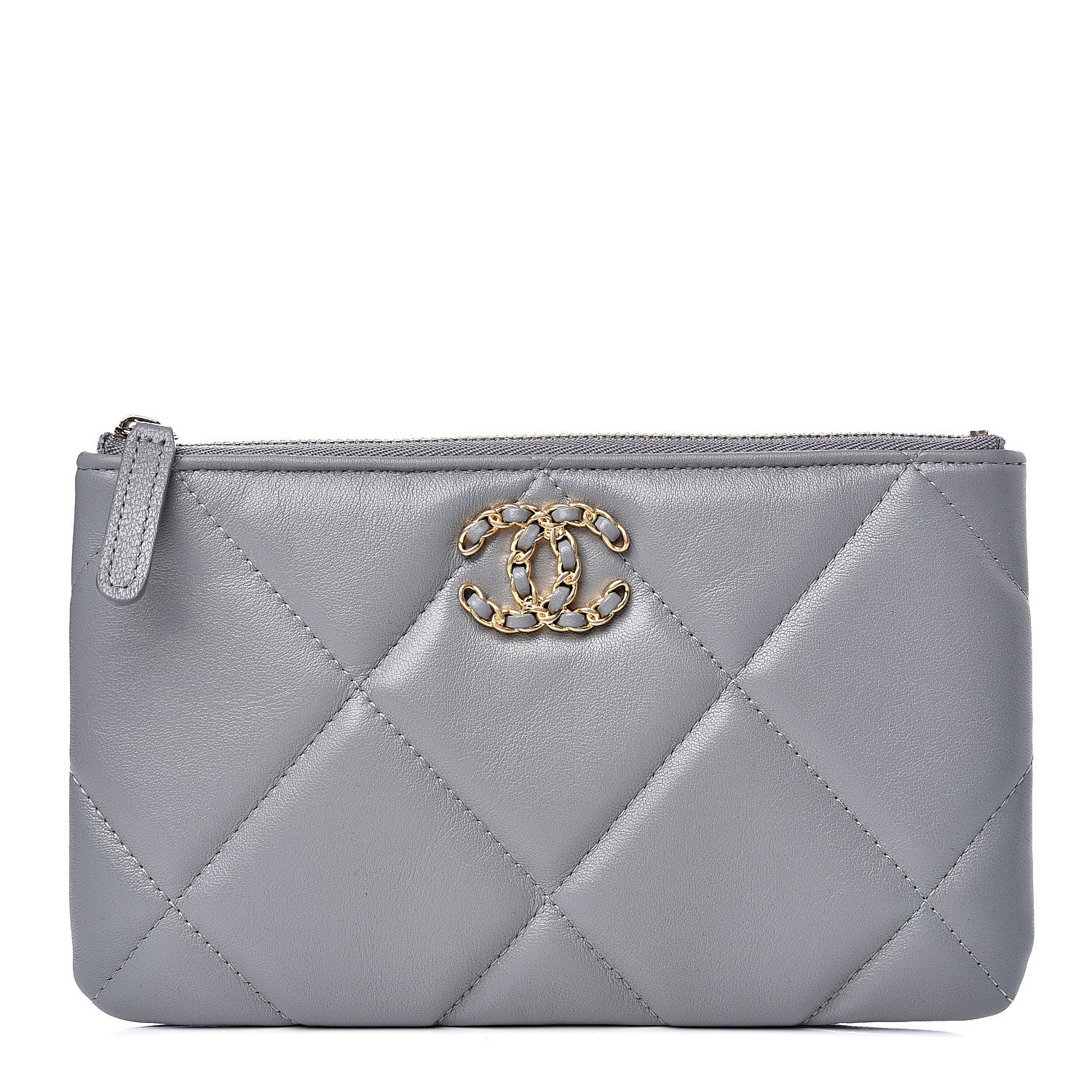 Chanel Goatskin Quilted 19 Cosmetic Case Grey 1 of 8