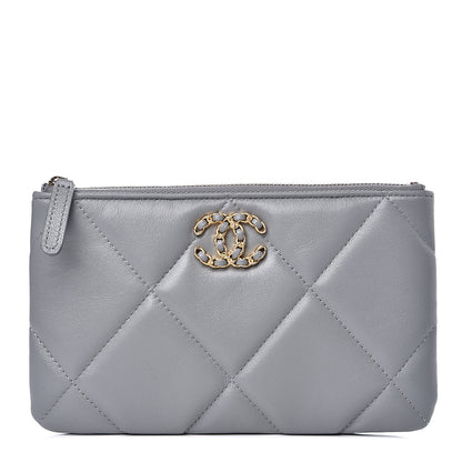 Chanel Goatskin Quilted 19 Cosmetic Case Grey 1 of 8