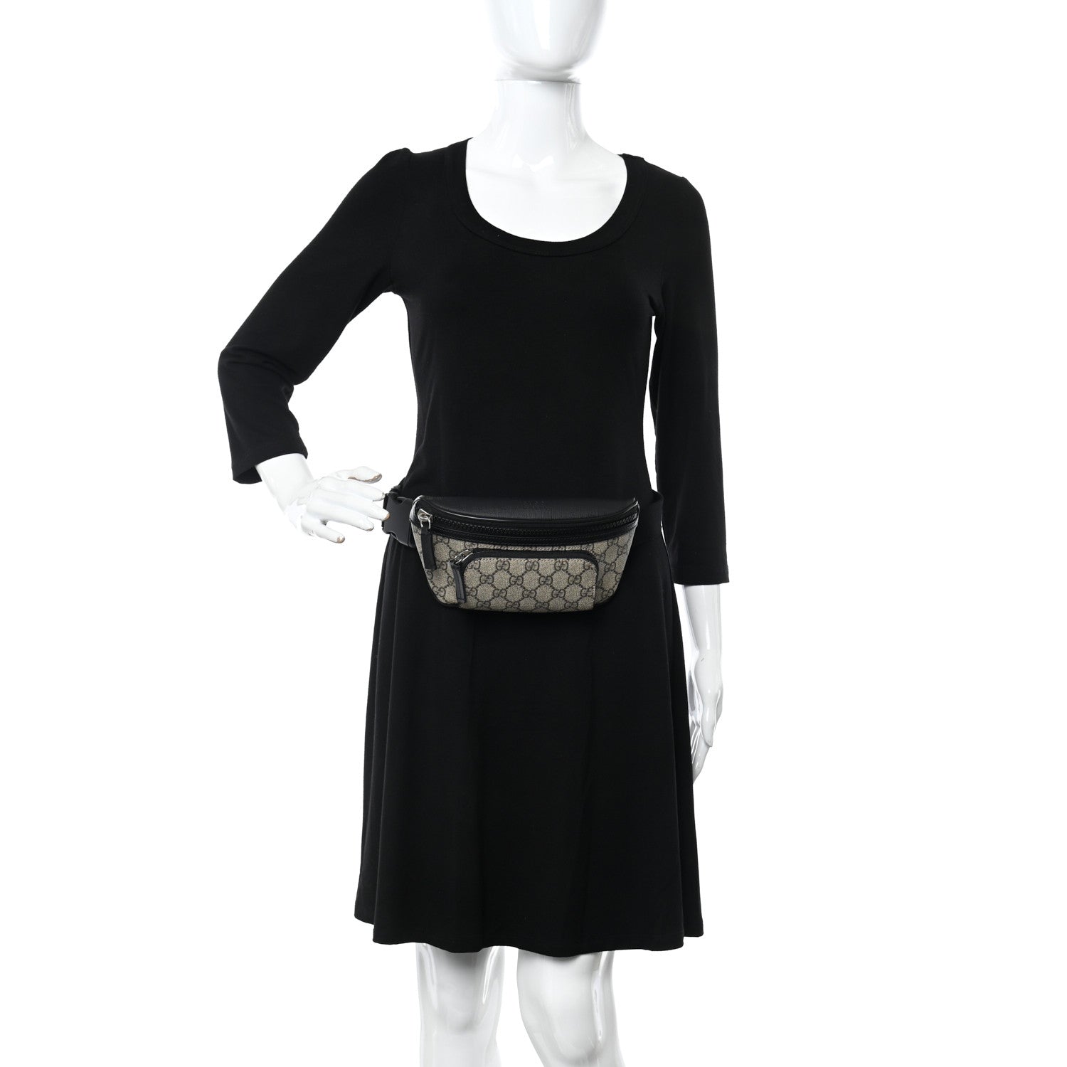 Gucci GG Supreme Monogram Belt Bag Black 2 of 9