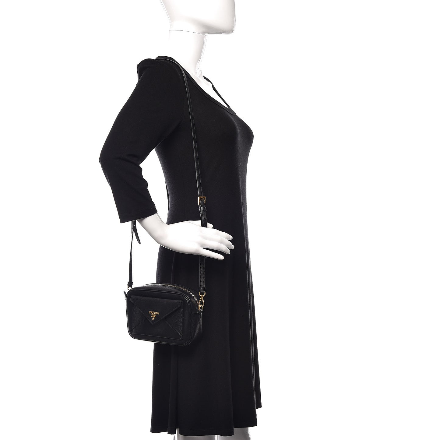 Saffiano Small Camera Crossbody Bag Black