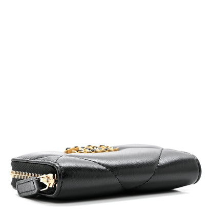 Chanel Lambskin Quilted Chanel 19 Zip Around Coin Purse Wallet Black 3 of 6