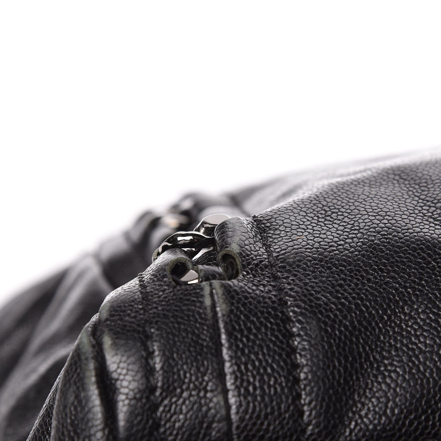 Glazed Calfskin Large Modern Chain Tote Black