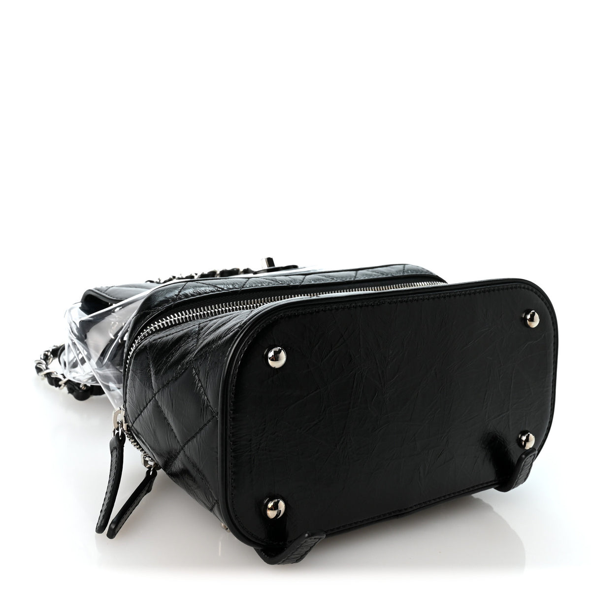 Crumpled Calfskin PVC Quilted Backpack Black