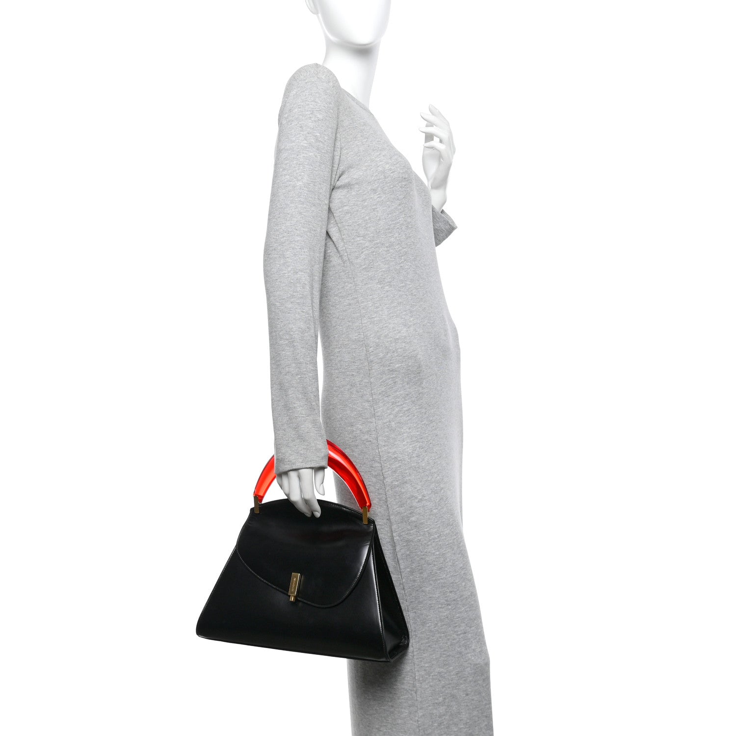 Salvatore Ferragamo Calfskin Prism Top Handle Bag Black 2 of 10