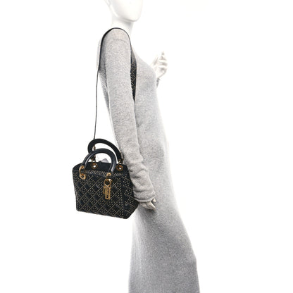 Christian Dior Calfskin Cannage Studded Medium Supple Lady Dior Black 2 of 10