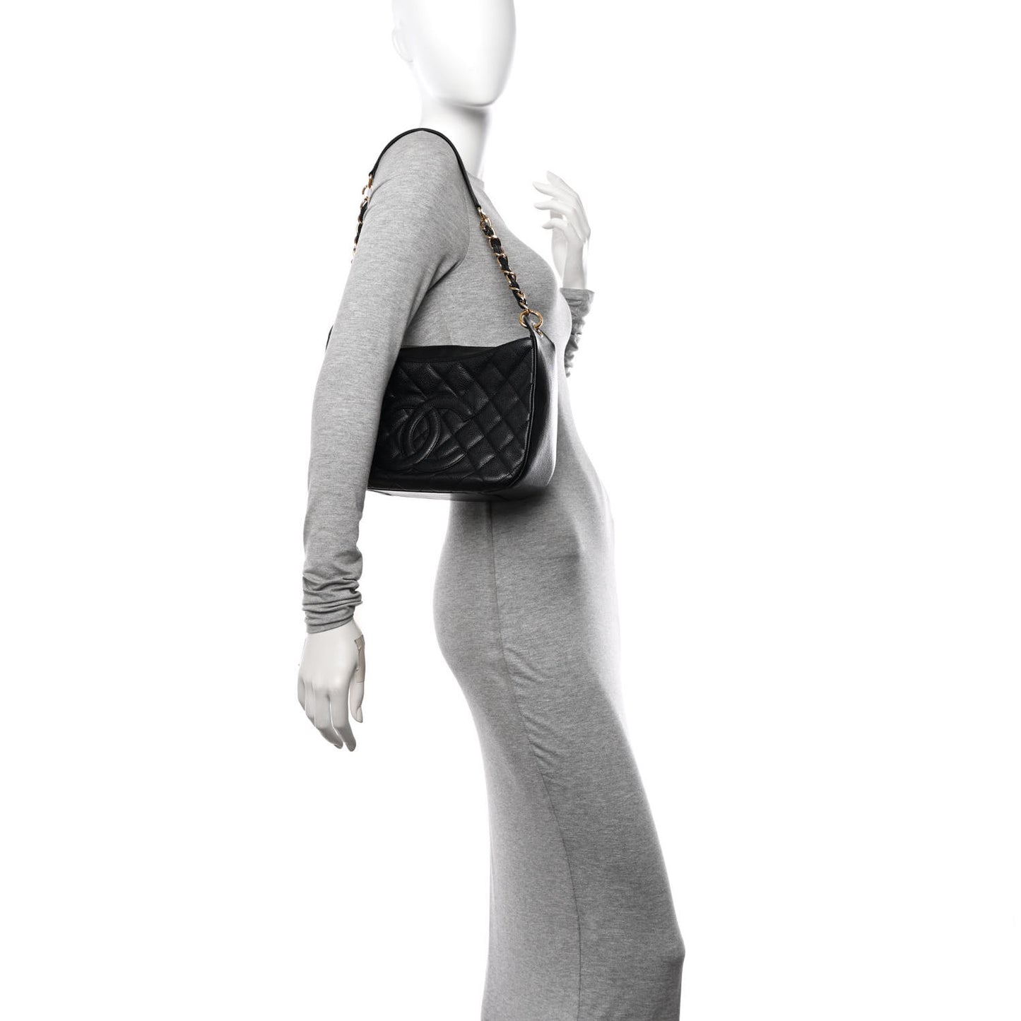 Caviar Quilted Timeless CC Shoulder Bag Black