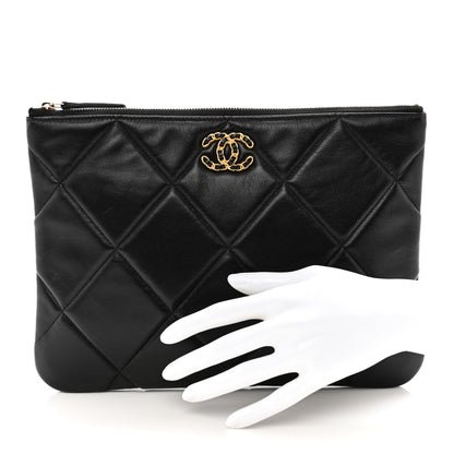 Chanel Lambskin Quilted Large Chanel 19 Cosmetic Case Black 2 of 12