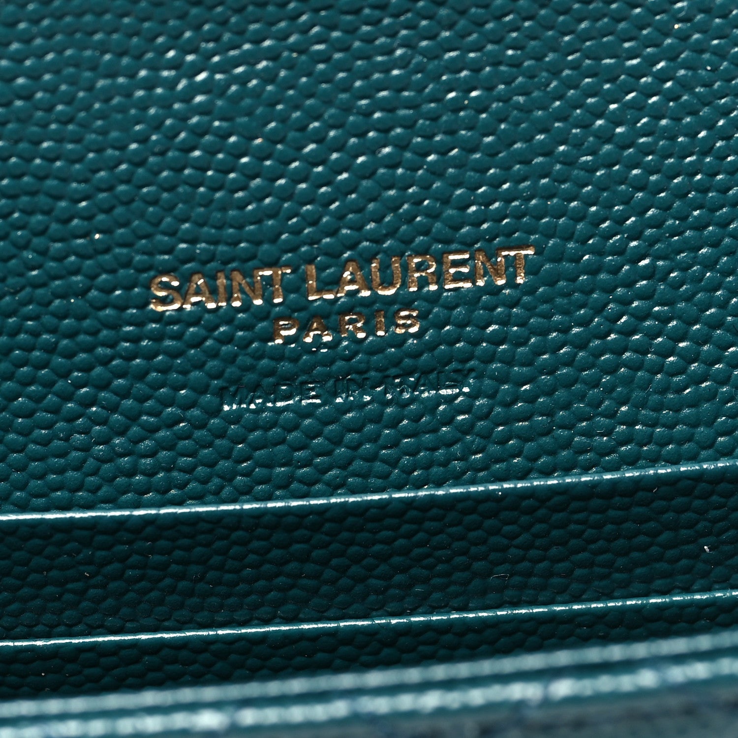 Saint Laurent Grain De Poudre Textured Mixed Matelasse Triquilt Small Monogram Envelope Wallet Sea Turquoise 5 of 11