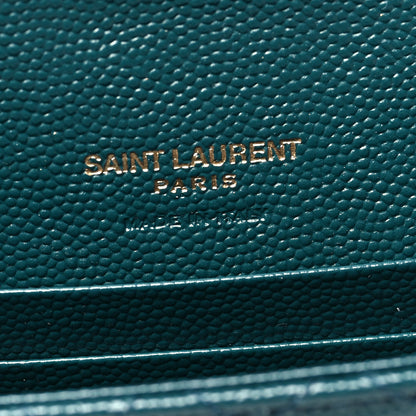 Saint Laurent Grain De Poudre Textured Mixed Matelasse Triquilt Small Monogram Envelope Wallet Sea Turquoise 5 of 11