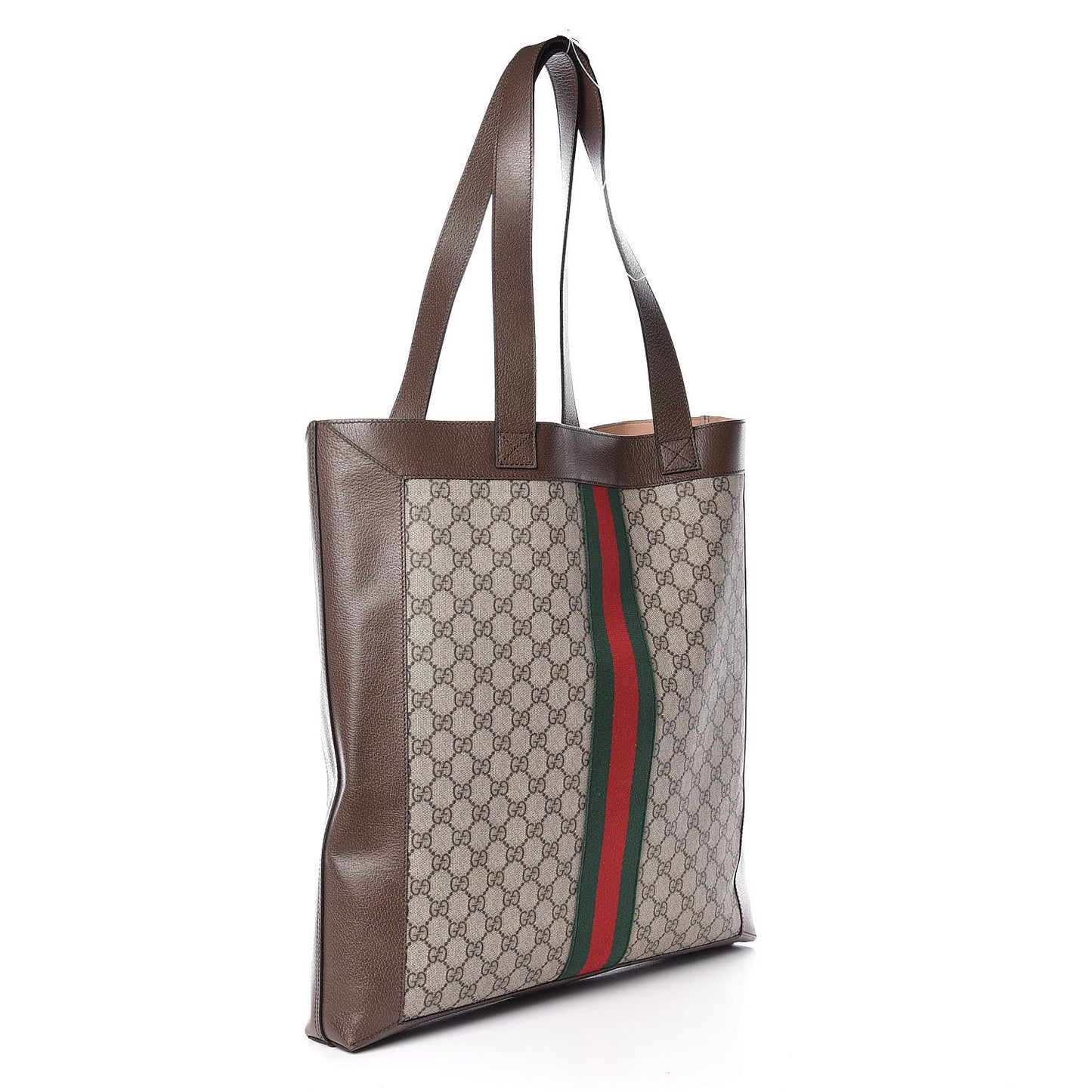 GG Supreme Monogram Web Large Ophidia Vertical Shopping Tote Brown