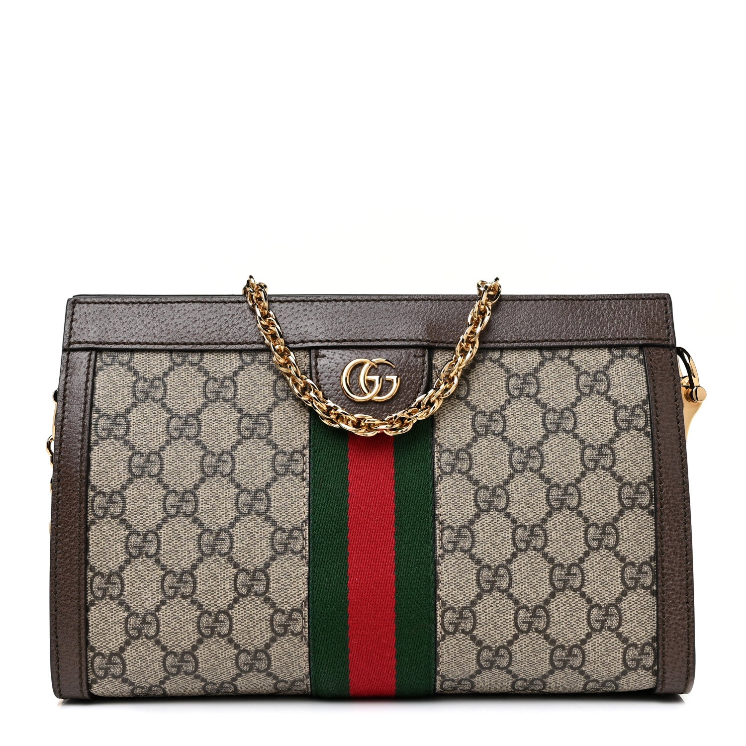 Gucci GG Supreme Monogram Web Small Ophidia Chain Shoulder Bag Brown 1 of 10