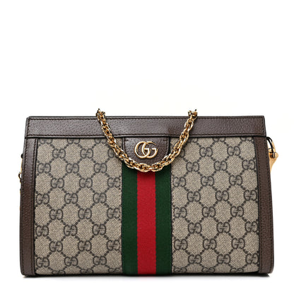 Gucci GG Supreme Monogram Web Small Ophidia Chain Shoulder Bag Brown 1 of 10